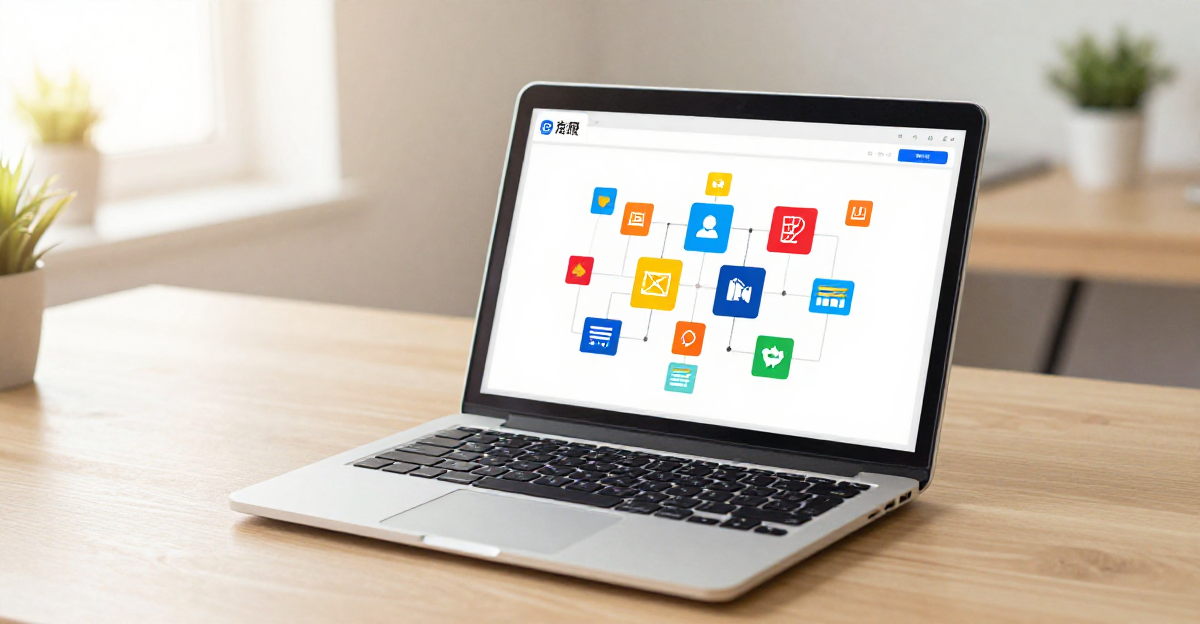 laptop displaying marketing analytics dashboard with colorful channel icons representing best free marketing channels for small sites in 2026